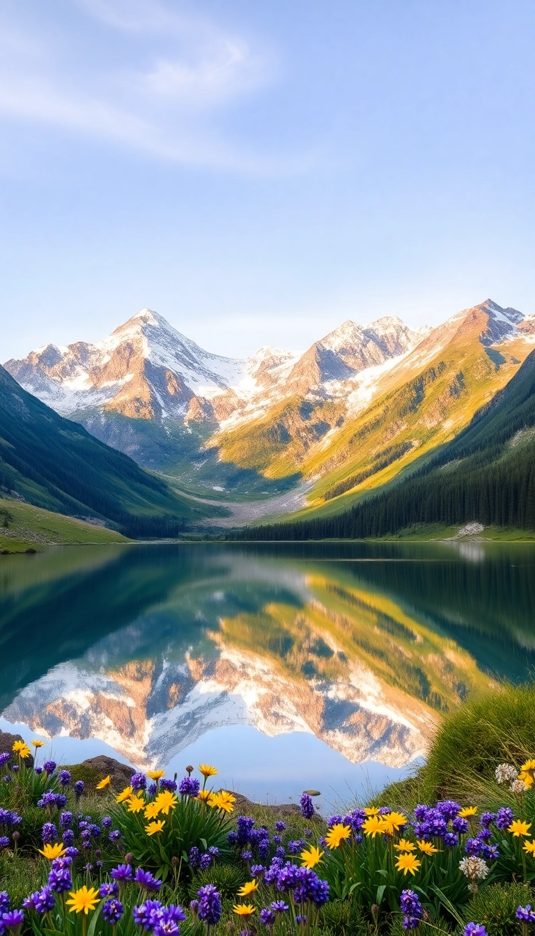 Free AI Spring Mountain Reflection iPhone Masterful Background